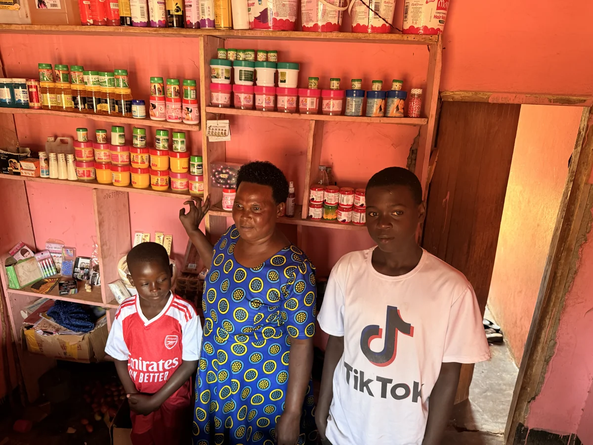 Pastor Lovence and family at her salon and beauty shop, January 2026. She joined the program in 2026.