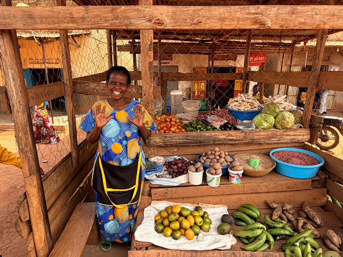 Pastor Kefezza at her produce stall during the January 2026 visit.